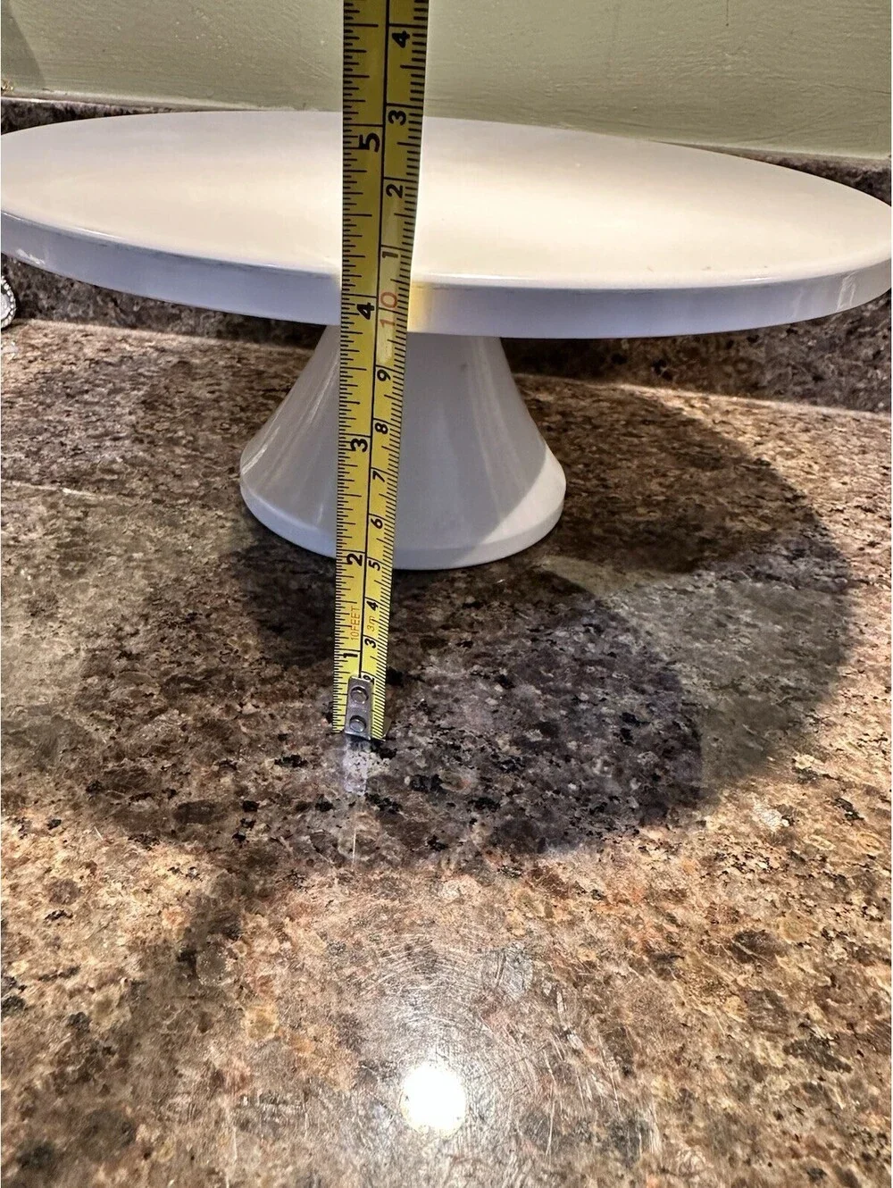 Spritz White Metal Enamel Cake Stand 10 Inch Round Pedestal Dessert Display